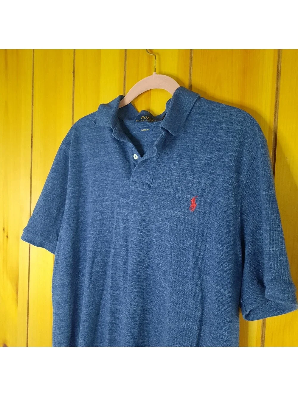 Polo Ralph Lauren Shirt Men's Large Polo Blue Short Sleeve Classic Fit Pony
